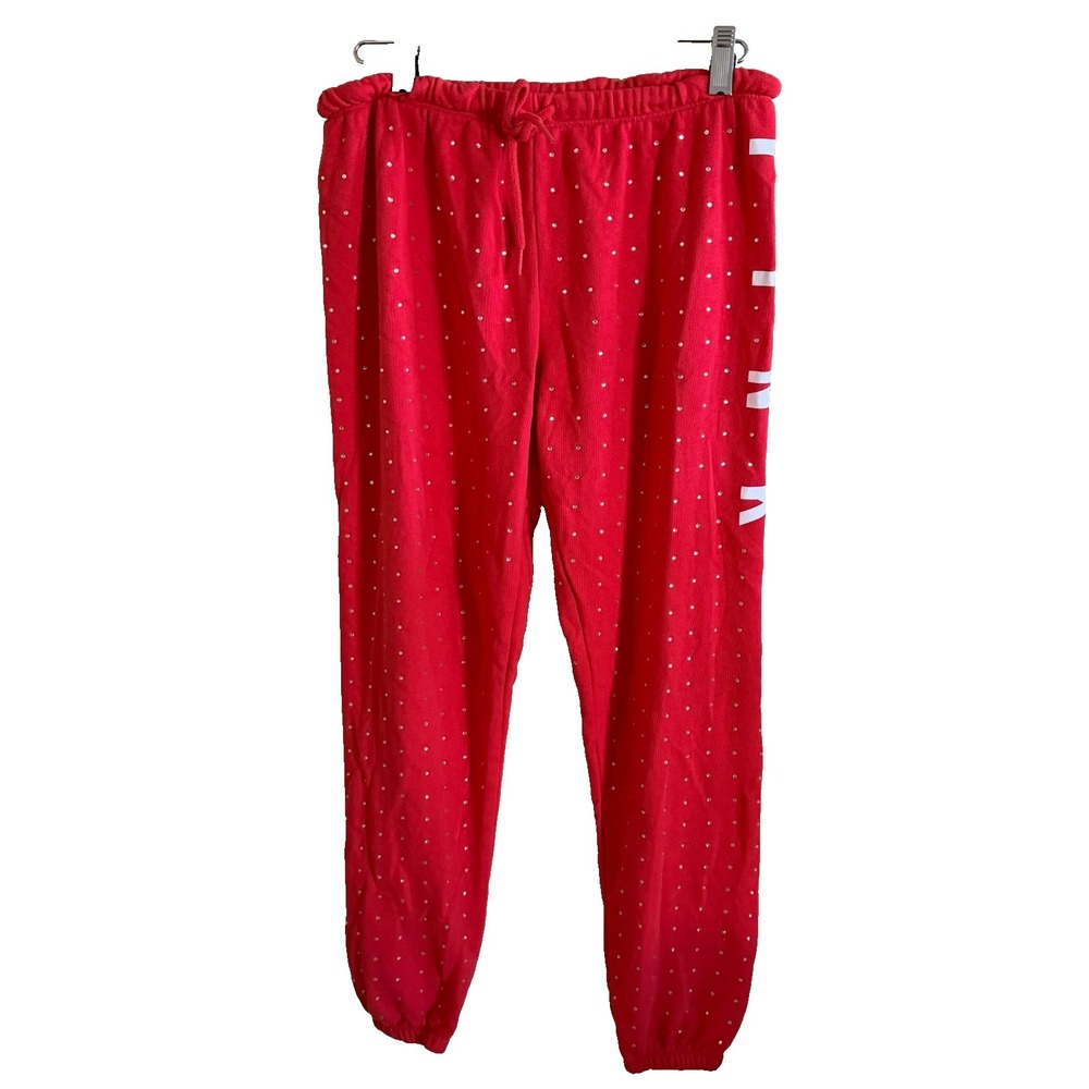Victorias Secret Pink Bling Rhinestone Joggers Sweatpants Small Red Mean Girls